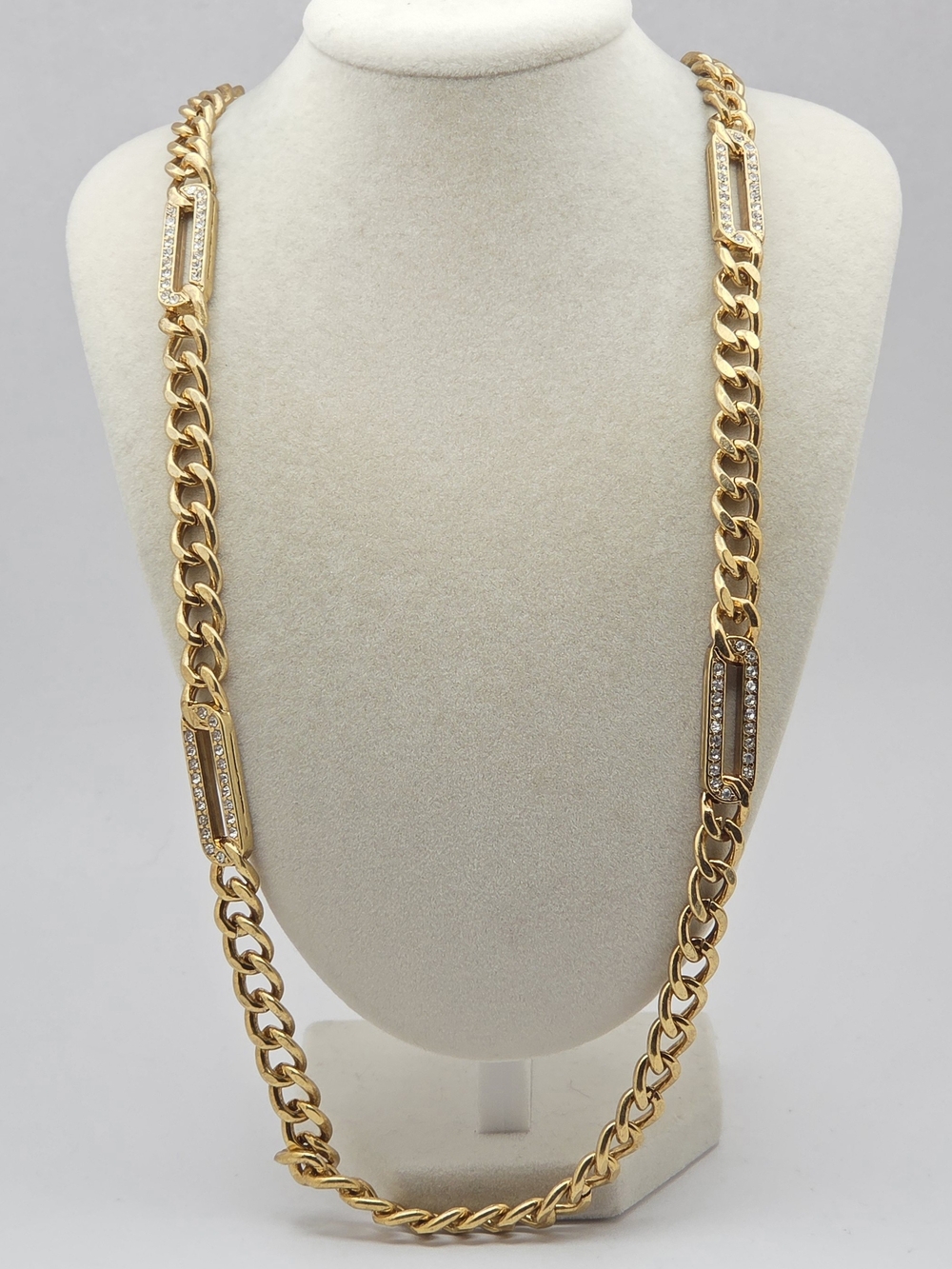 Talbots Gold Tone Rhinestone Accent Link Chain Long Strand Necklace 31"